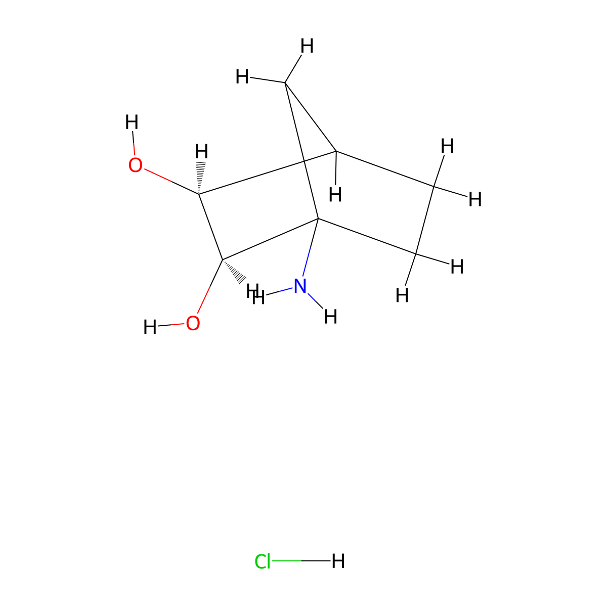 (2R,3S)-1-Aminobicyclo[2.2.1]heptane-2,3-diol;hydrochloride molecular structure, CAS 2434591-27-0