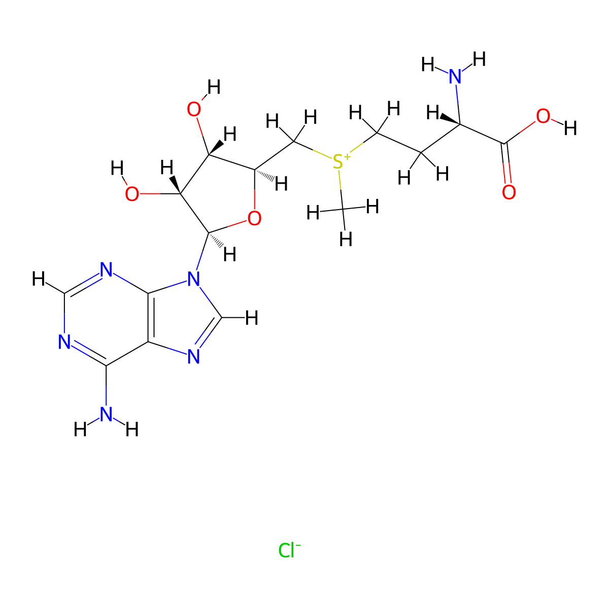 S-Adenosylmethionine chloride molecular structure, CAS 24346-00-7