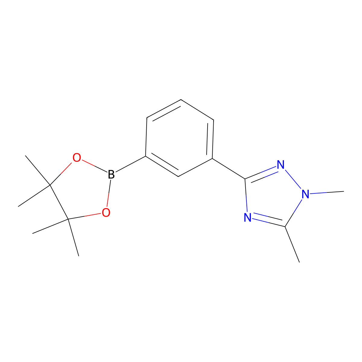 1,5-dimethyl-3-[3-(4,4,5,5-tetramethyl-1,3,2-dioxaborolan-2-yl)phenyl]-1H-1,2,4-triazole molecular structure, CAS 2434717-45-8