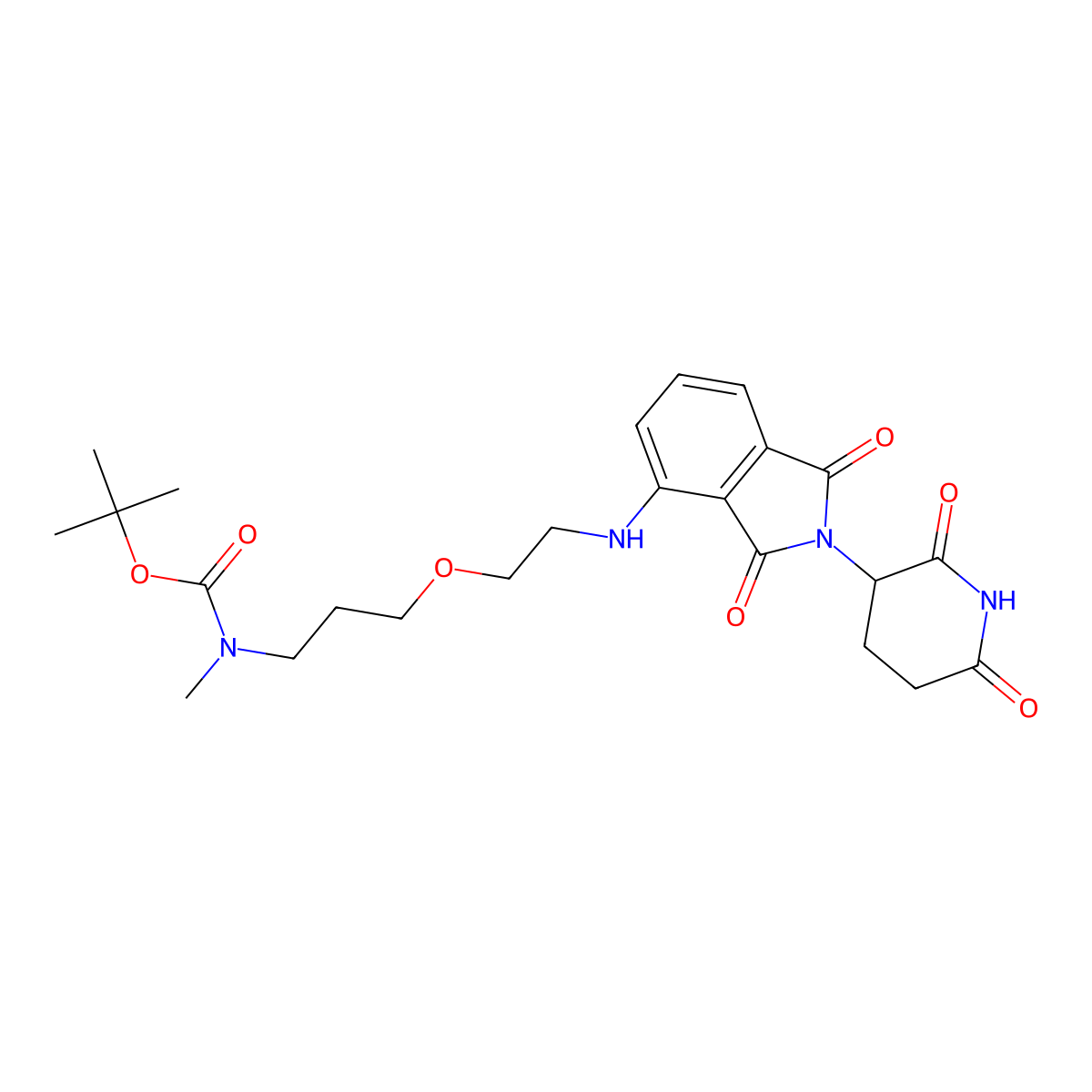 tert-butyl N-(3-(2-[(2-(2,6-dioxopiperidin-3-yl)-1,3-dioxo-2,3-dihydro-1H-isoindol-4-yl)amino]ethoxy)propyl)-N-methylcarbamate molecular structure, CAS 2434843-63-5
