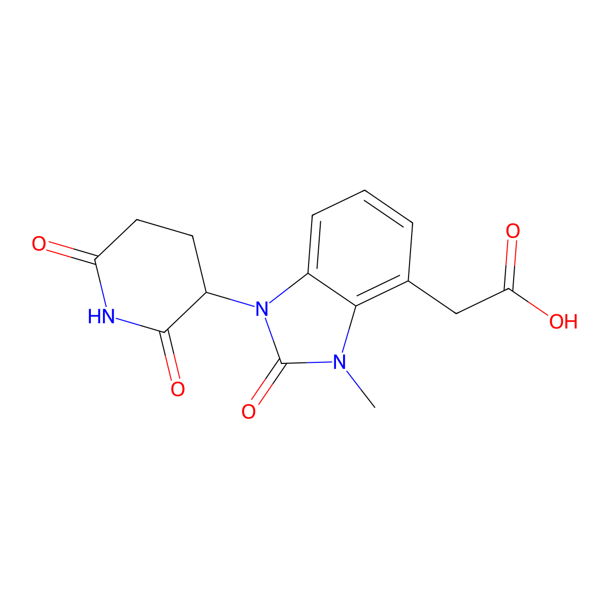2-[1-(2,6-Dioxo-3-piperidyl)-3-methyl-2-oxo-benzimidazol-4-yl]acetic acid molecular structure, CAS 2434850-29-8