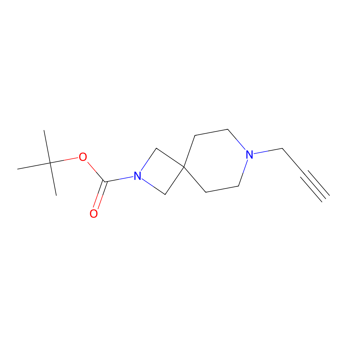 tert-Butyl 7-(prop-2-yn-1-yl)-2,7-diazaspiro[3.5]nonane-2-carboxylate molecular structure, CAS 2434850-33-4