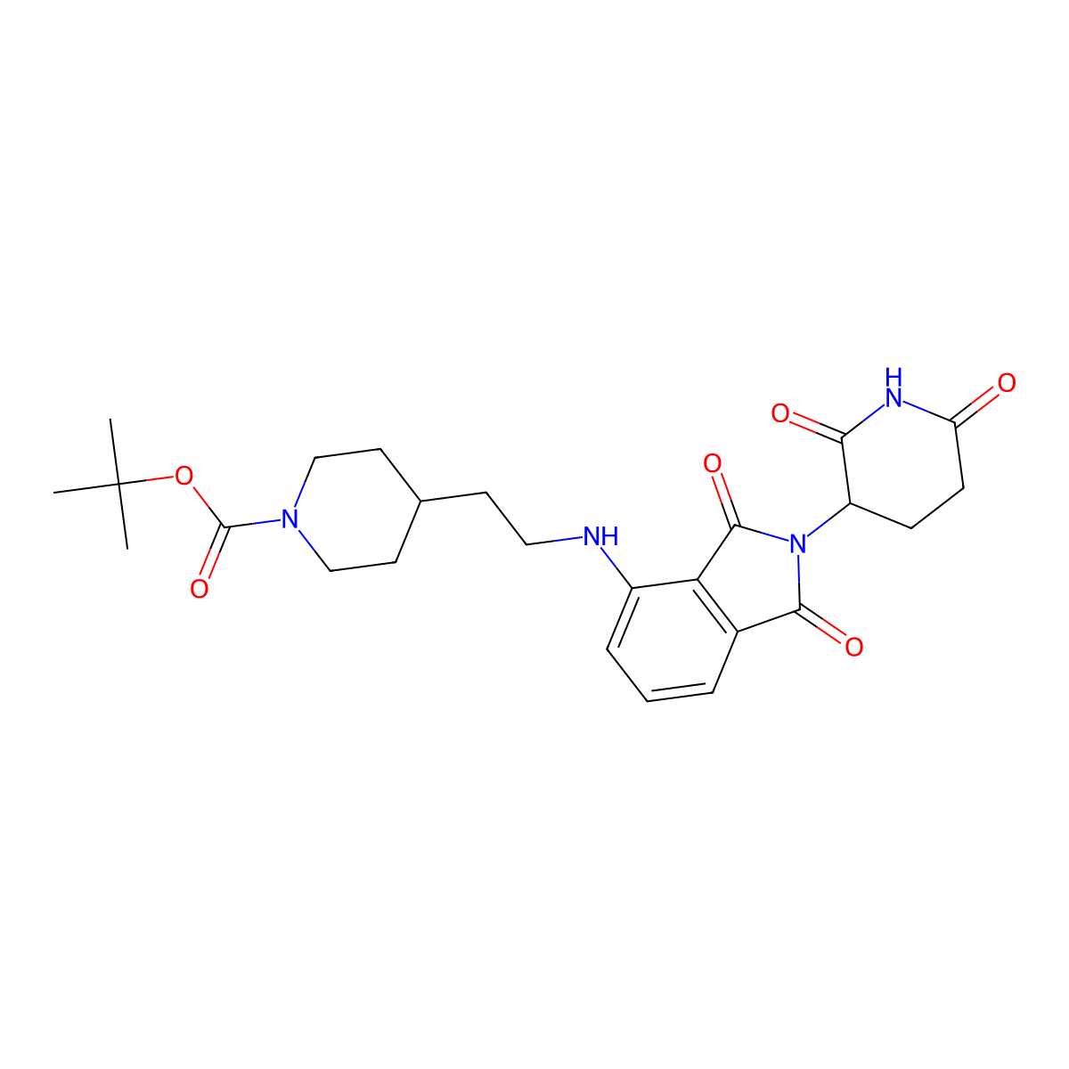 tert-butyl 4-(2-[(2-(2,6-dioxopiperidin-3-yl)-1,3-dioxo-2,3-dihydro-1H-isoindol-4-yl)amino]ethyl)piperidine-1-carboxylate molecular structure, CAS 2434850-91-4