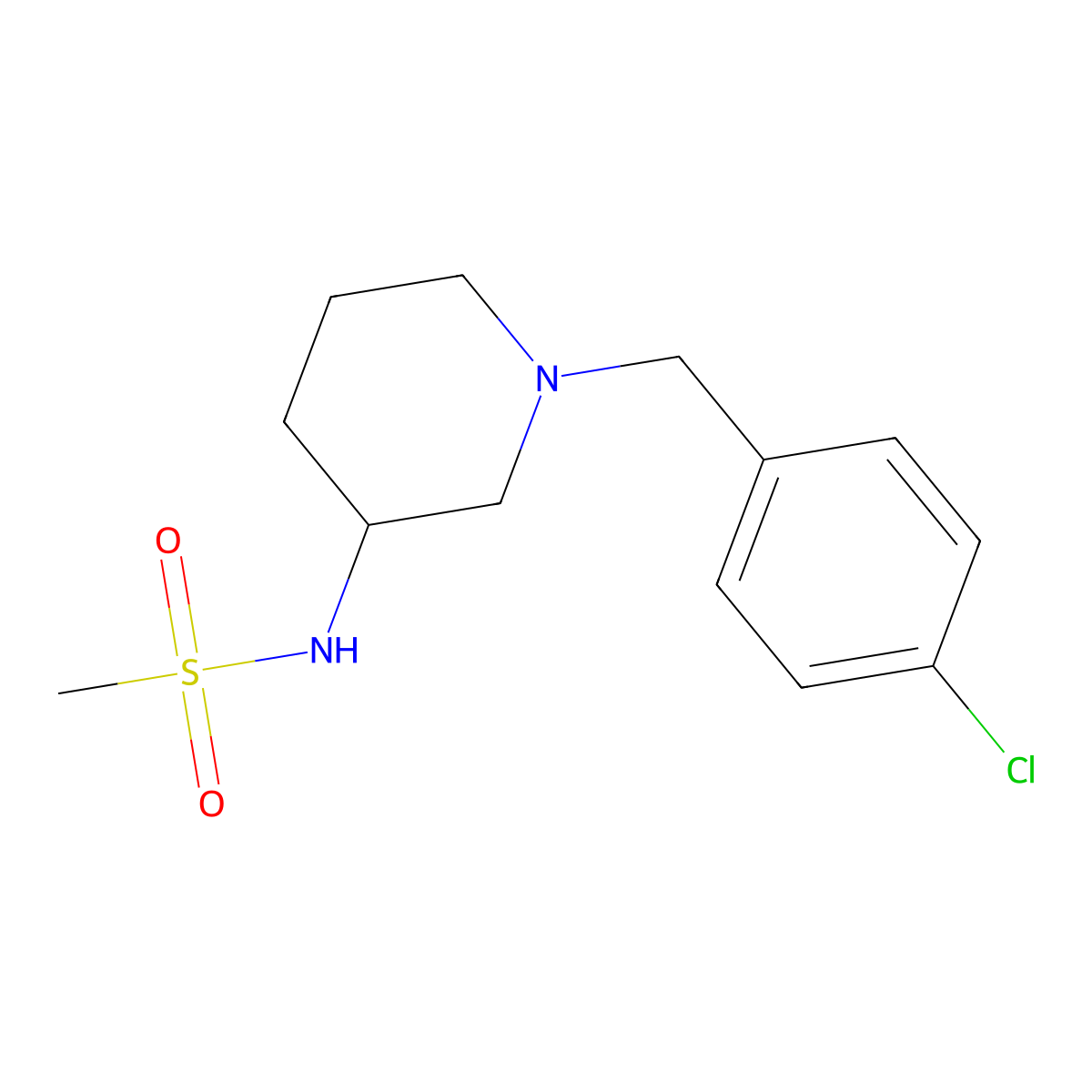 N-{1-[(4-chlorophenyl)methyl]piperidin-3-yl}methanesulfonamide molecular structure, CAS 2434927-61-2