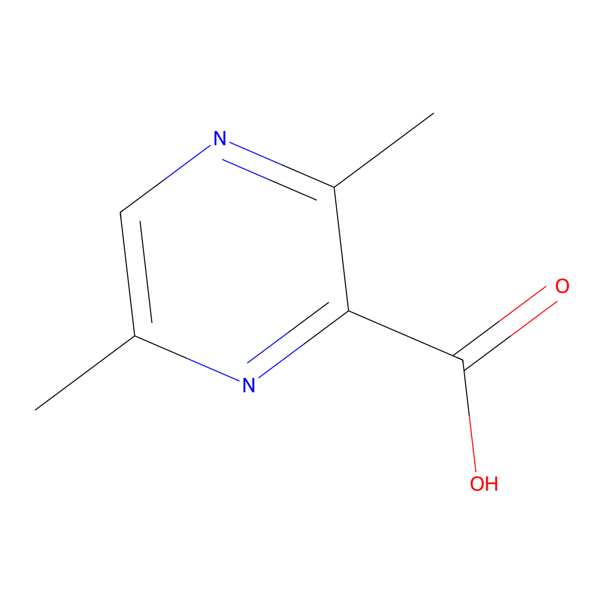 3,6-Dimethylpyrazine-2-carboxylic acid molecular structure, CAS 2435-46-3