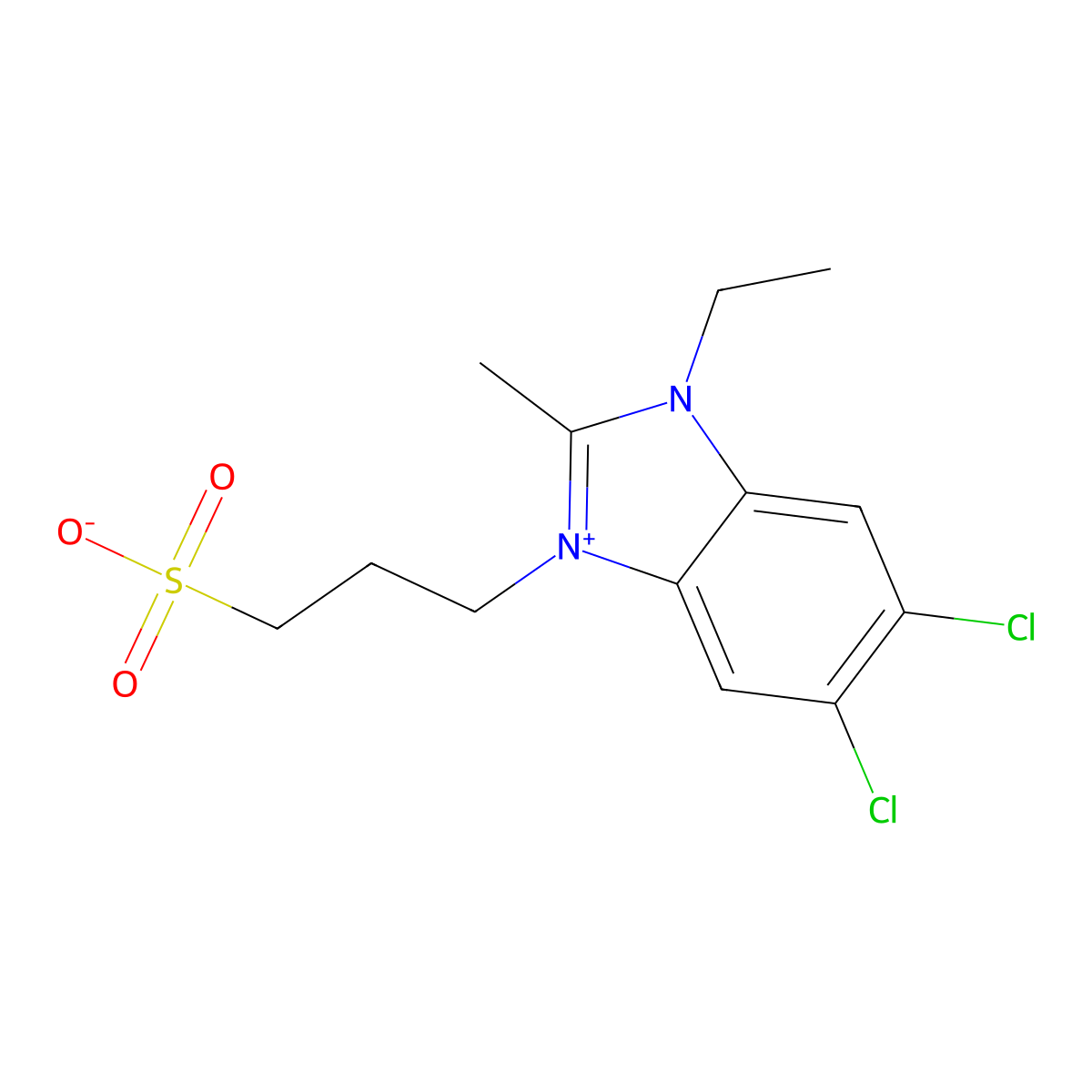 1h-benzimidazolium, 5,6-dichloro-1-ethyl-2-methyl-3-(3-sulfopropyl)-, inner salt molecular structure, CAS 24351-11-9