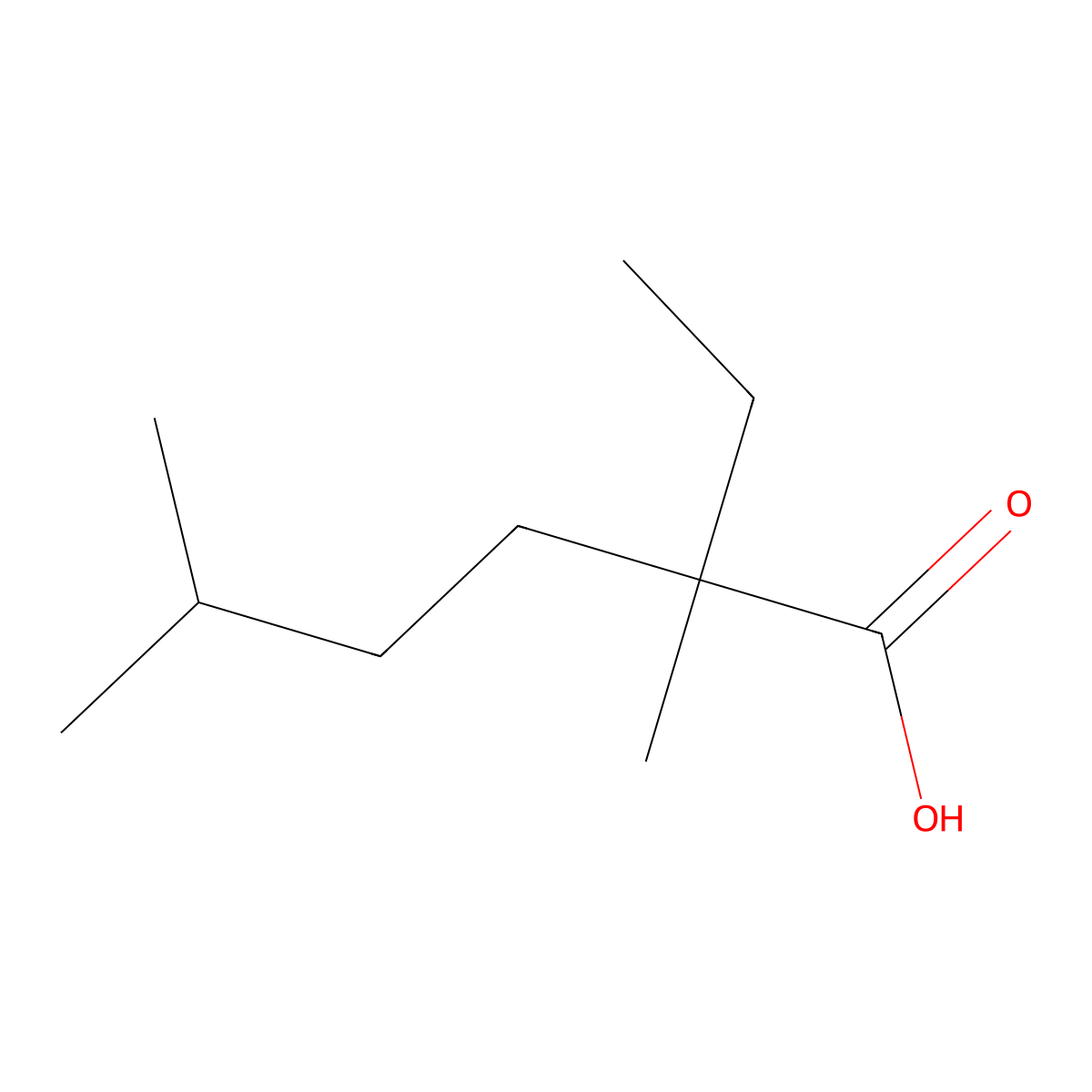 Neodecanoic acid molecular structure, CAS 24353-79-5