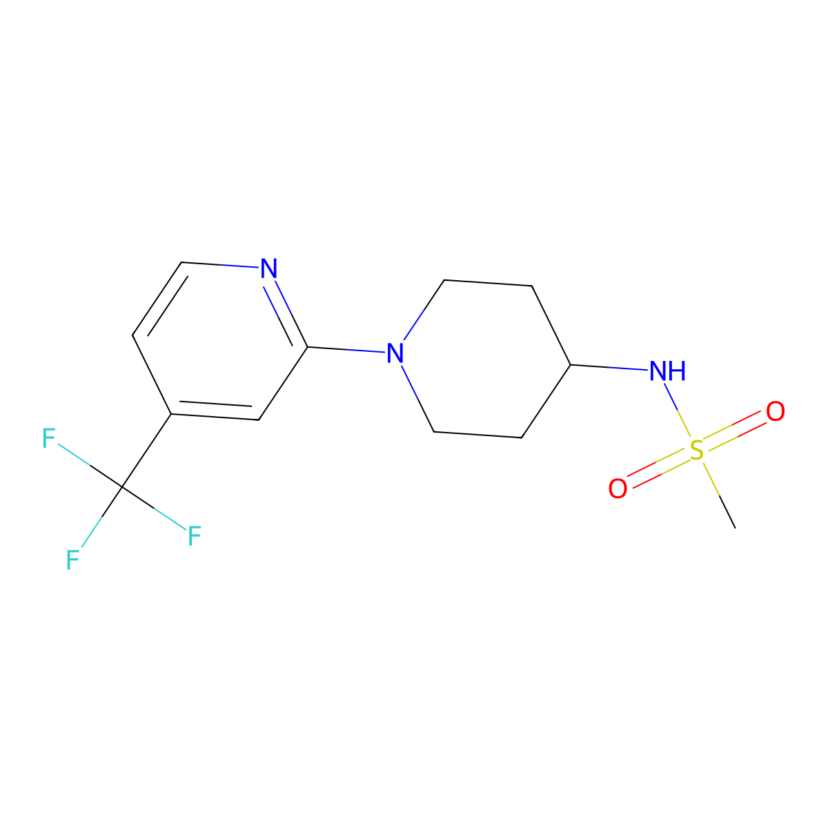 N-{1-[4-(trifluoromethyl)pyridin-2-yl]piperidin-4-yl}methanesulfonamide molecular structure, CAS 2435418-51-0
