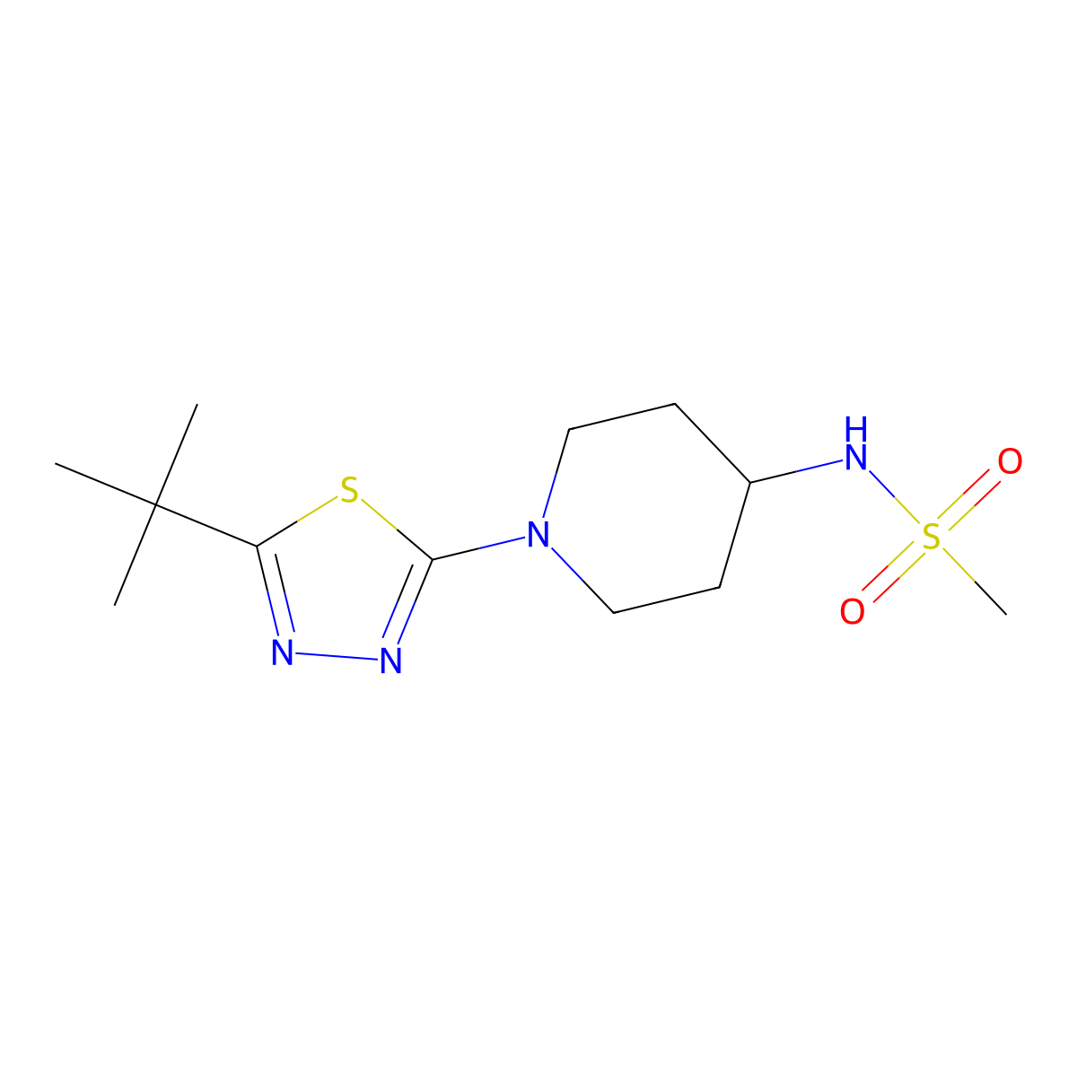 N-[1-(5-tert-butyl-1,3,4-thiadiazol-2-yl)piperidin-4-yl]methanesulfonamide molecular structure, CAS 2435434-85-6