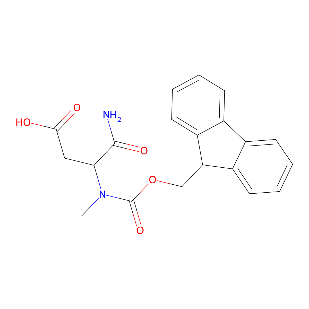 (3S)-4-Amino-3-[[(9H-fluoren-9-ylmethoxy)carbonyl]methylamino]-4-oxobutanoic acid molecular structure, CAS 2435554-00-8