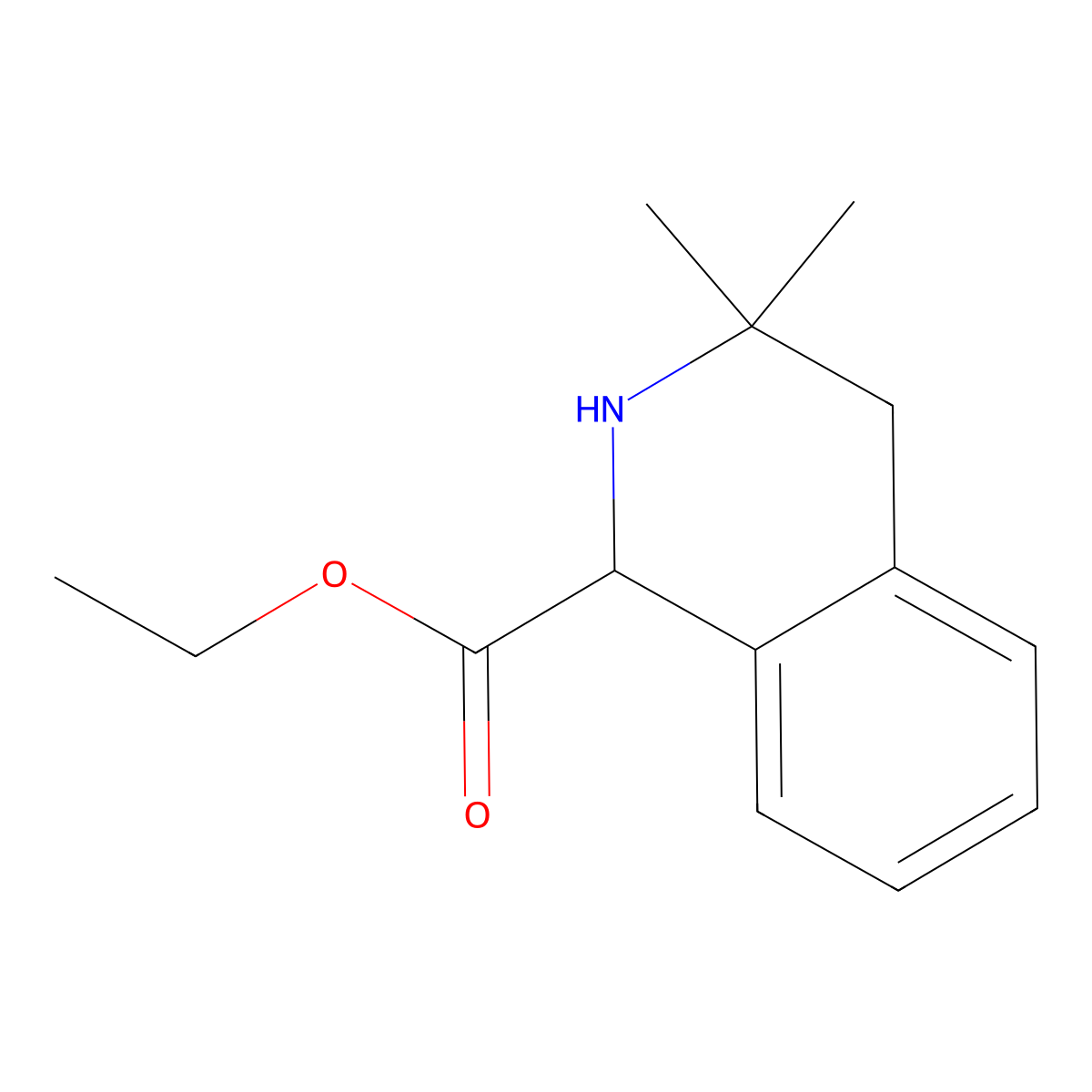 Ethyl 3,3-dimethyl-1,2,3,4-tetrahydroisoquinoline-1-carboxylate molecular structure, CAS 2435591-17-4