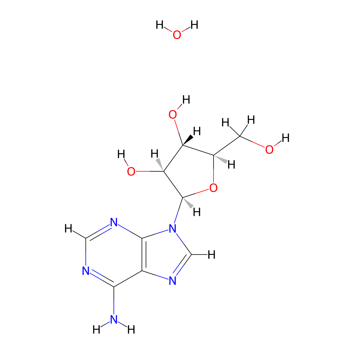 9H-Purin-6-amine, 9-beta-D-arabinofuranosyl-, hydrate (1:1) molecular structure, CAS 24356-66-9
