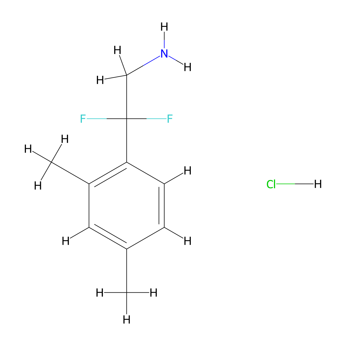 2-(2,4-Dimethylphenyl)-2,2-difluoroethan-1-amine hydrochloride molecular structure, CAS 2435608-28-7