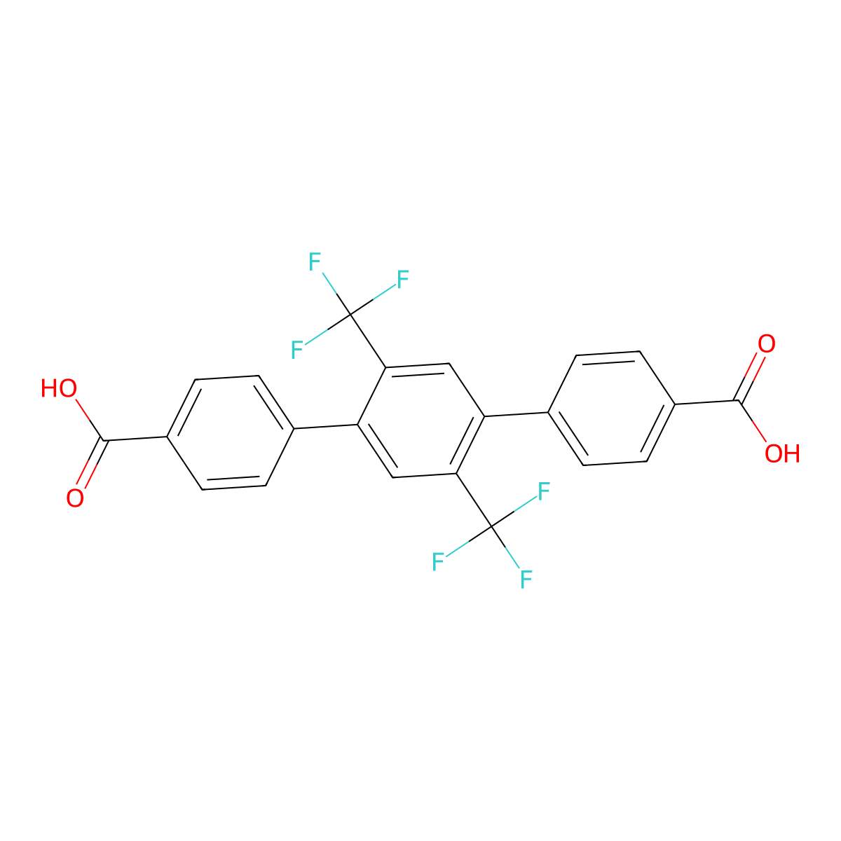 2',5'-Bis(trifluoromethyl)-[1,1':4',1''-terphenyl]-4,4''-dicarboxylic acid molecular structure, CAS 2435609-09-7