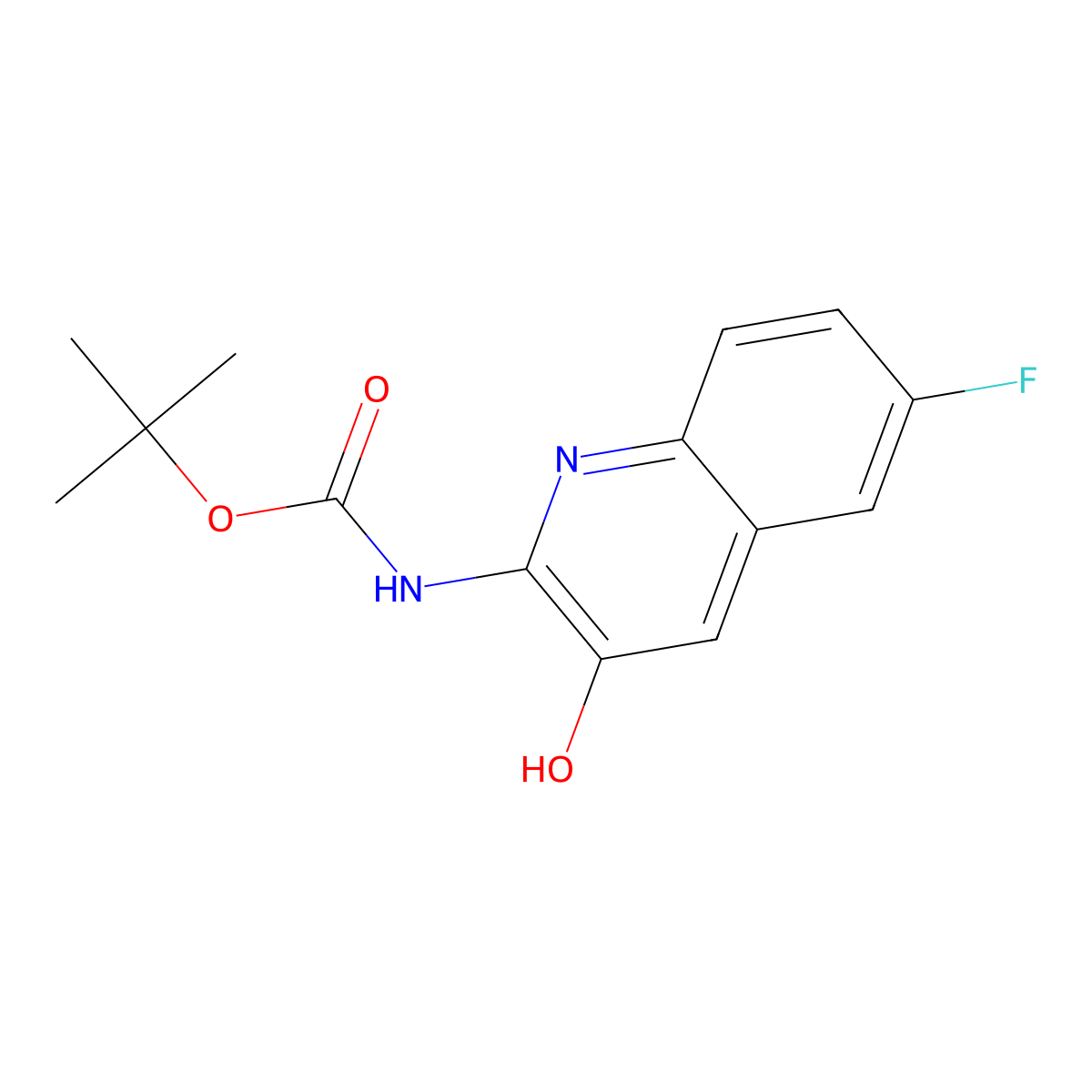 tert-Butyl (6-fluoro-3-hydroxyquinolin-2-yl)carbamate molecular structure, CAS 2435612-25-0