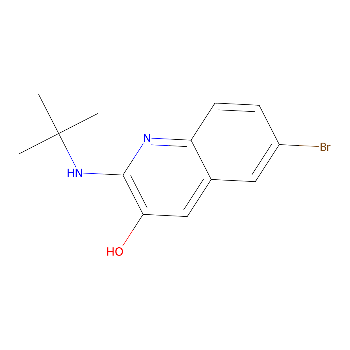 6-Bromo-2-(tert-butylamino)quinolin-3-ol molecular structure, CAS 2435612-59-0