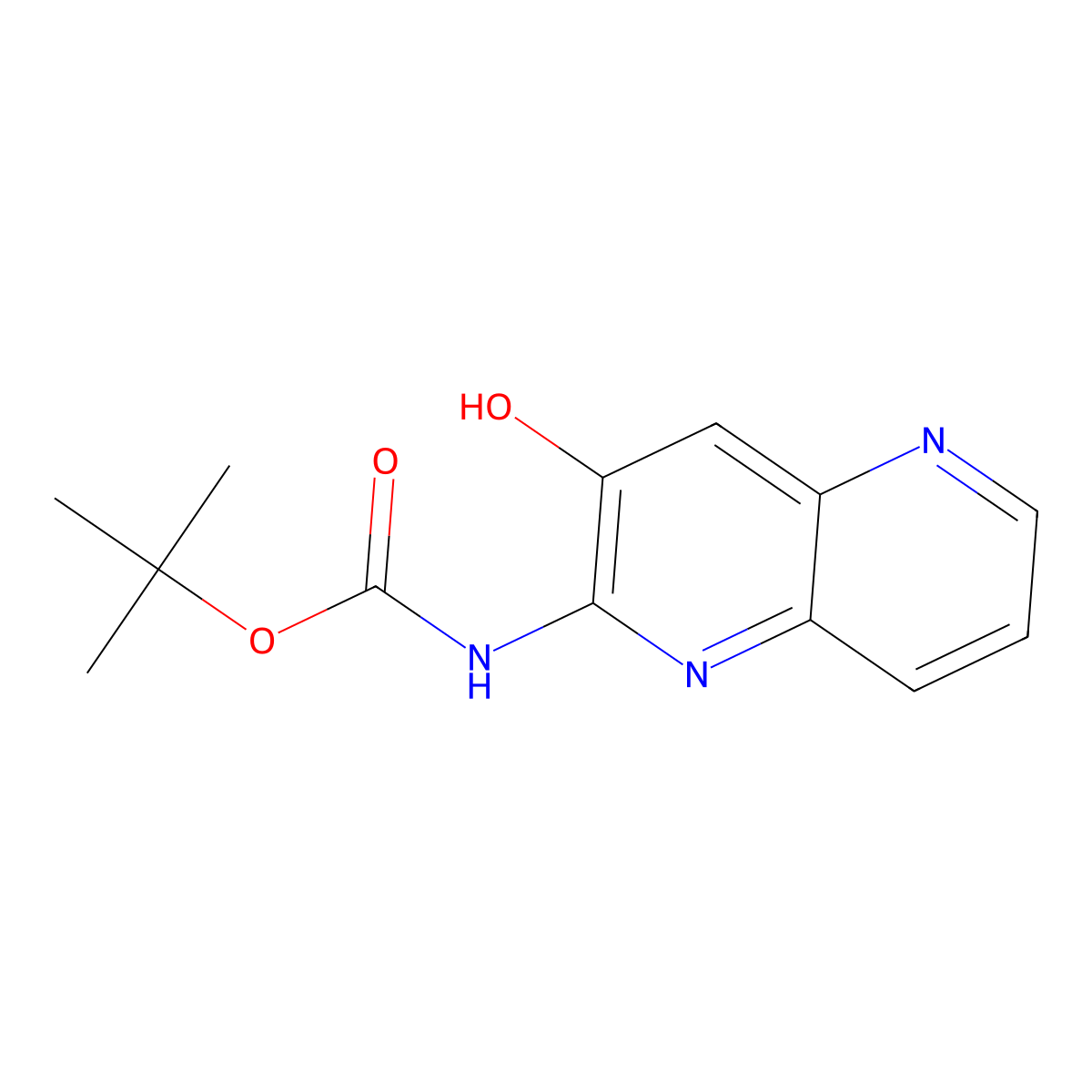 tert-Butyl (3-hydroxy-1,5-naphthyridin-2-yl)carbamate molecular structure, CAS 2435612-64-7