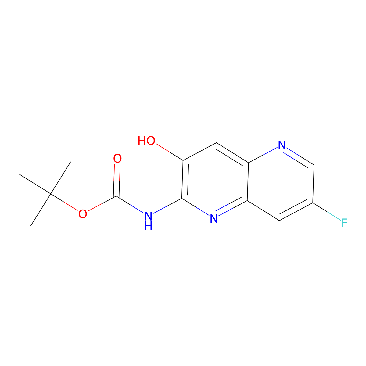 tert-Butyl (7-fluoro-3-hydroxy-1,5-naphthyridin-2-yl)carbamate molecular structure, CAS 2435612-65-8