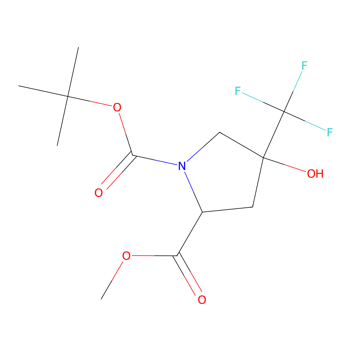 O1-tert-butyl O2-methyl 4-hydroxy-4-(trifluoromethyl)pyrrolidine-1,2-dicarboxylate molecular structure, CAS 2435649-12-8