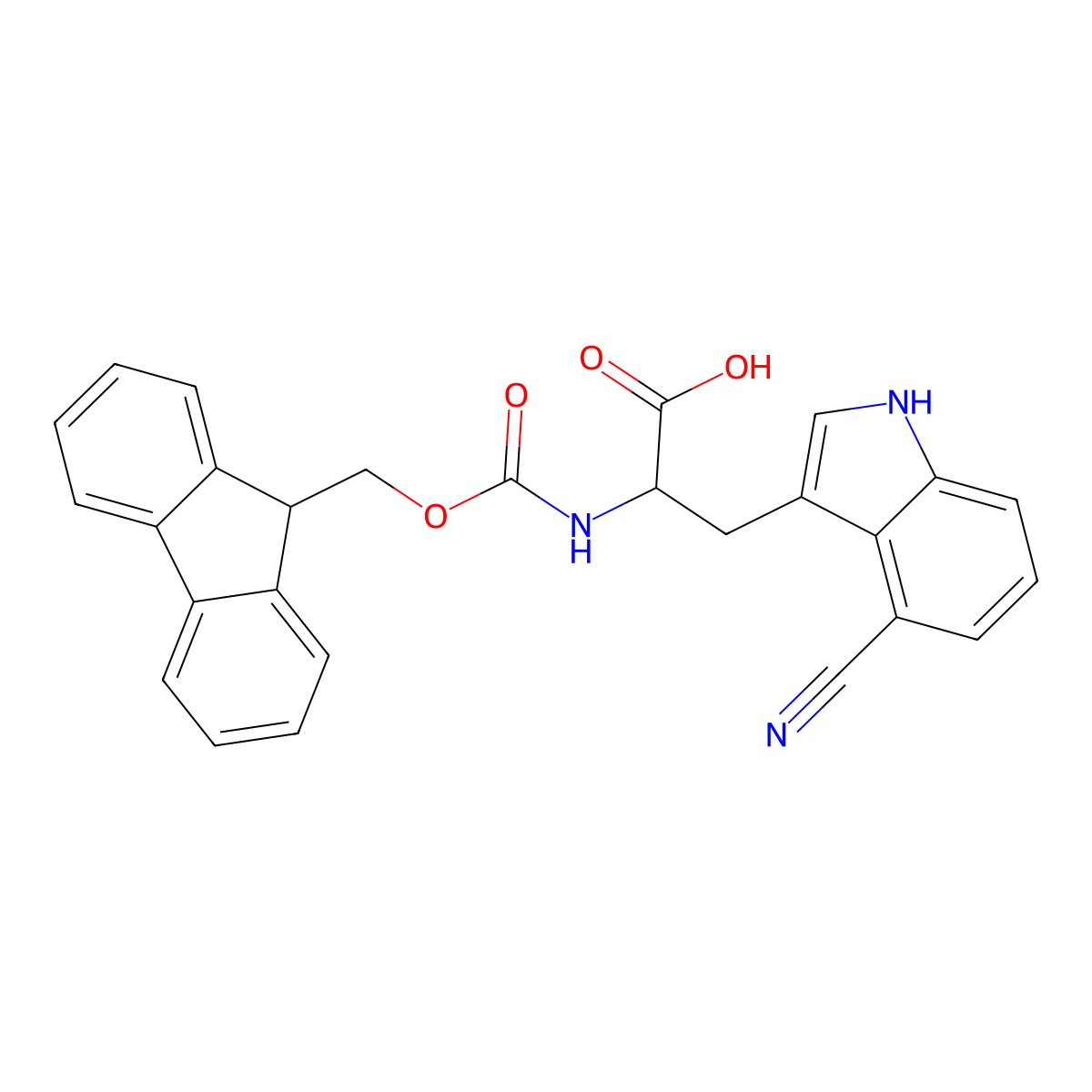 4-Cyano-N-[(9H-fluoren-9-ylmethoxy)carbonyl]-L-tryptophan molecular structure, CAS 2435665-77-1
