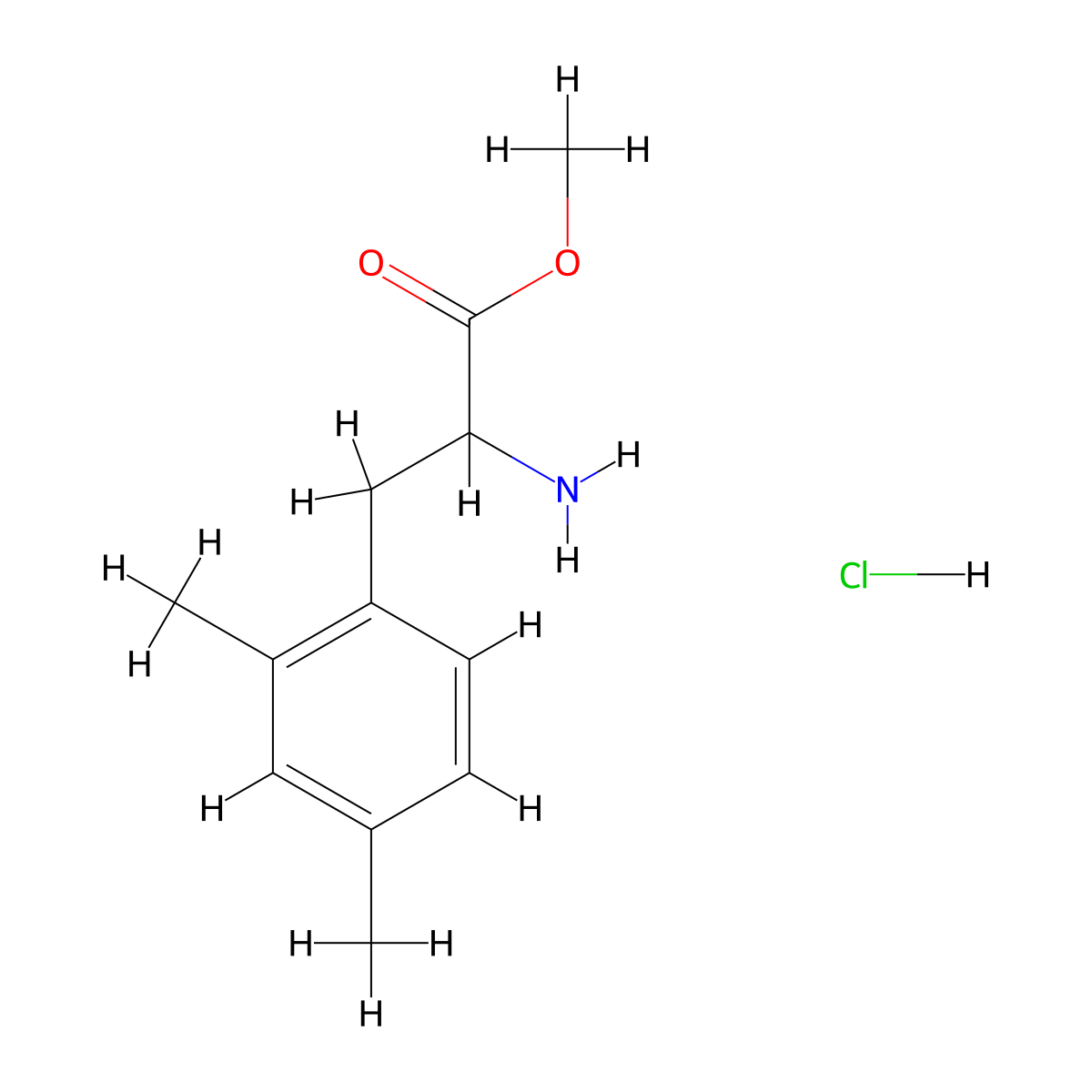 Methyl 2-amino-3-(2,4-dimethylphenyl)propanoate hydrochloride molecular structure, CAS 2435798-00-6