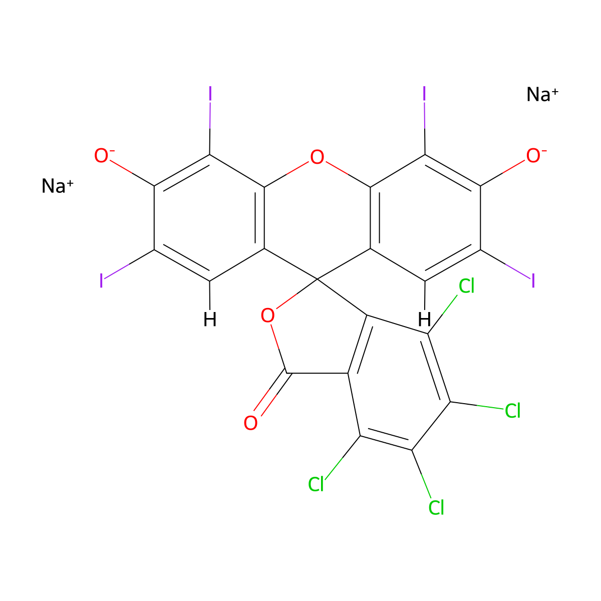 rose bengal disodium salt molecular structure, CAS 24359-63-5