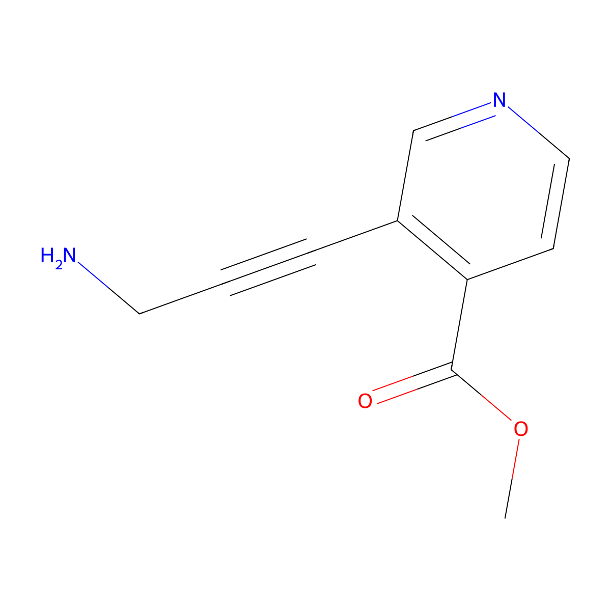 Methyl 3-(3-aminoprop-1-yn-1-yl)pyridine-4-carboxylate molecular structure, CAS 2435937-07-6