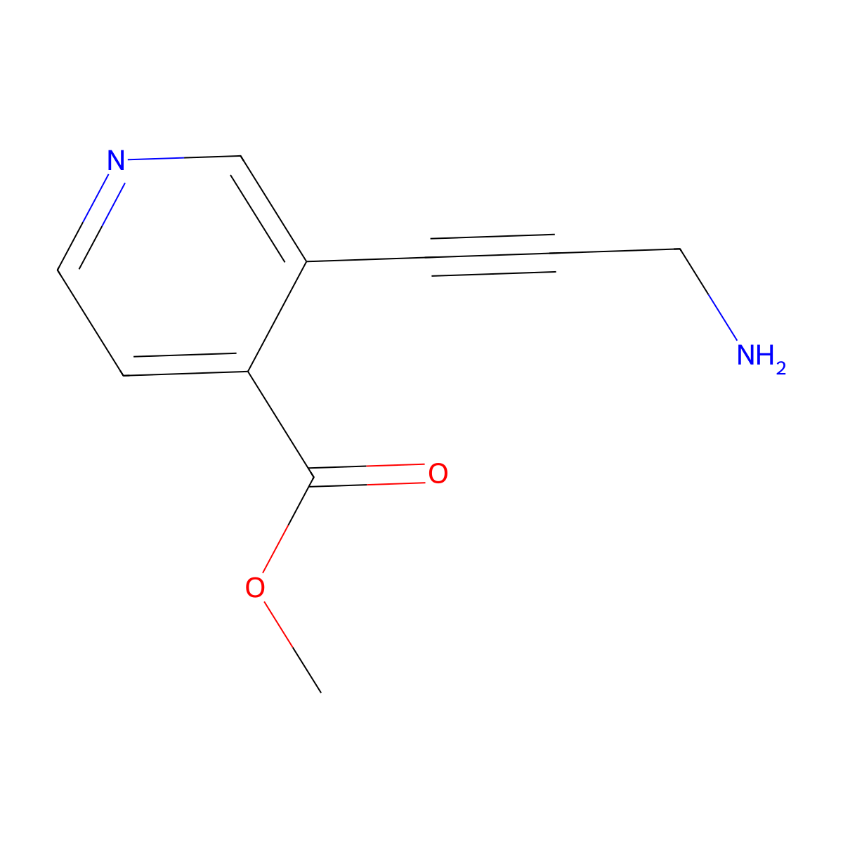 Methyl 3-(3-aminoprop-1-yn-1-yl)pyridine-4-carboxylate molecular structure, CAS 2435937-07-6