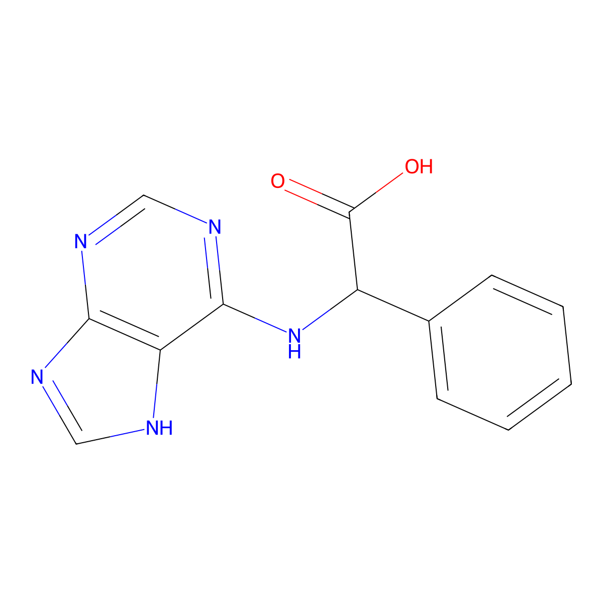 phenyl(9H-purin-6-ylamino)acetic acid molecular structure, CAS 2436-69-3