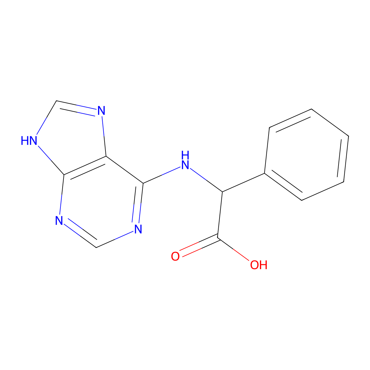 phenyl(9H-purin-6-ylamino)acetic acid molecular structure, CAS 2436-69-3