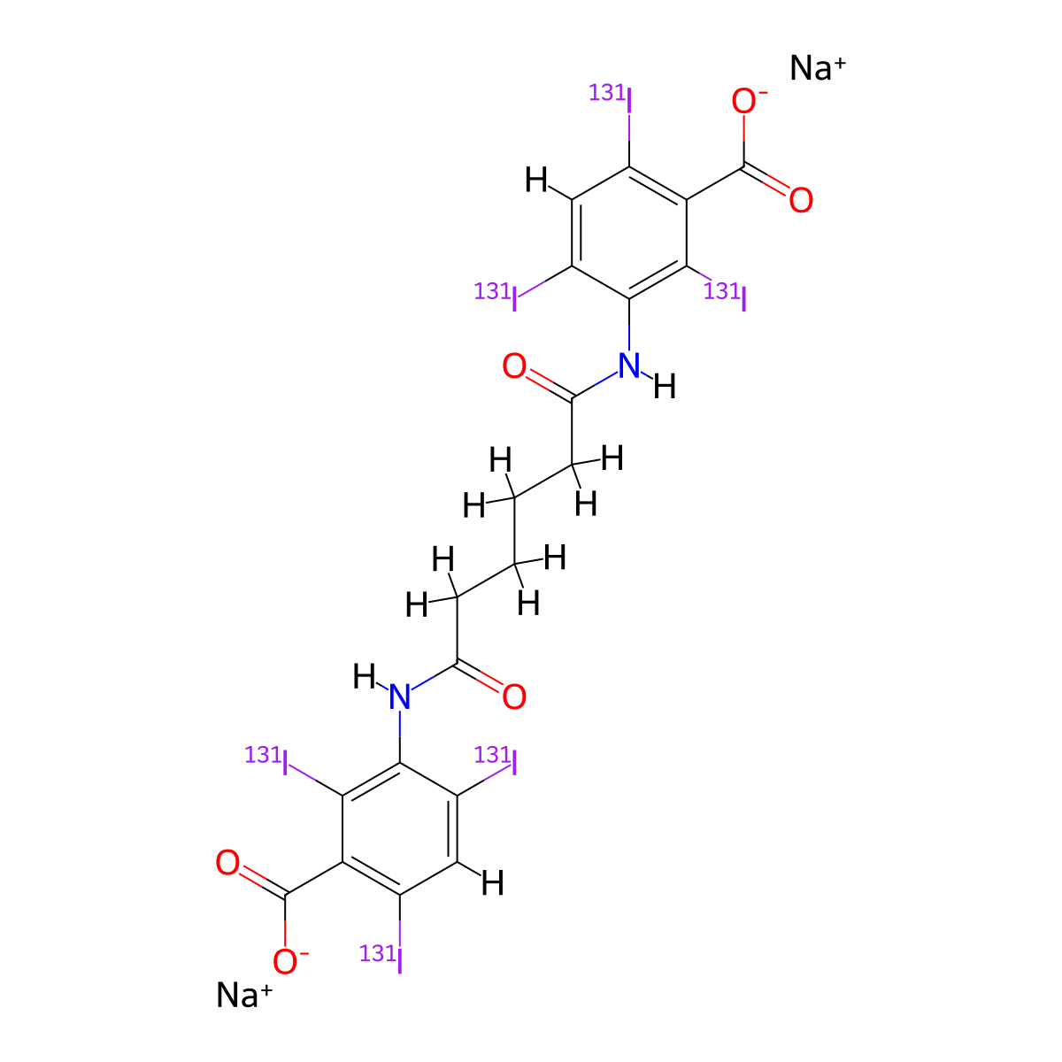 Iodipamide sodium I 131 molecular structure, CAS 24360-85-8