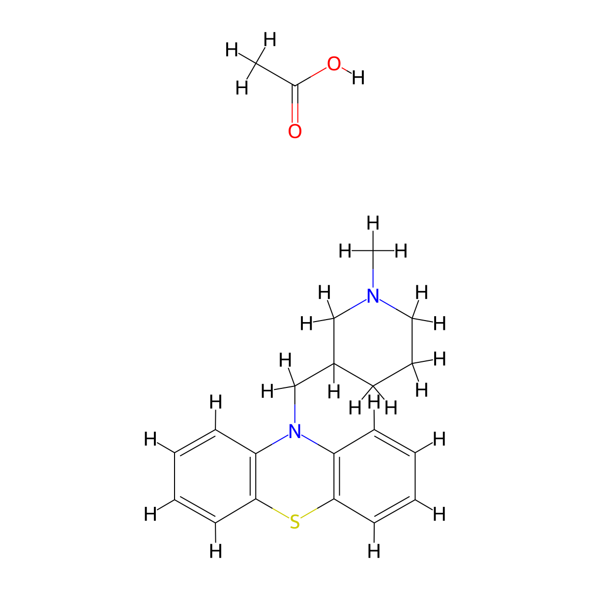 Mepazine acetate molecular structure, CAS 24360-97-2