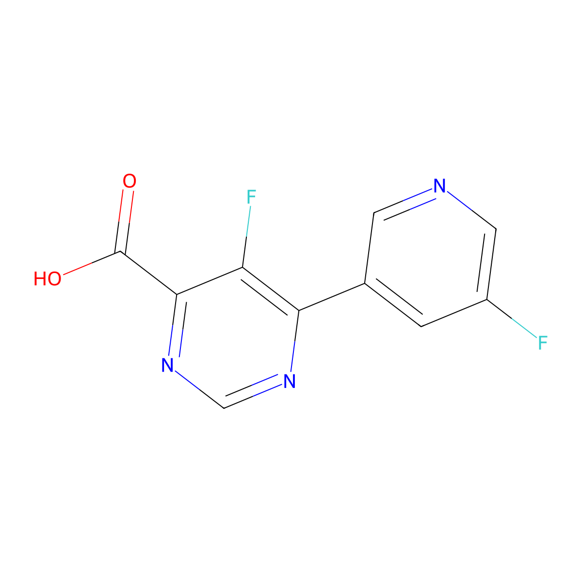 5-Fluoro-6-(5-fluoropyridin-3-yl)pyrimidine-4-carboxylic acid molecular structure, CAS 2436255-74-0