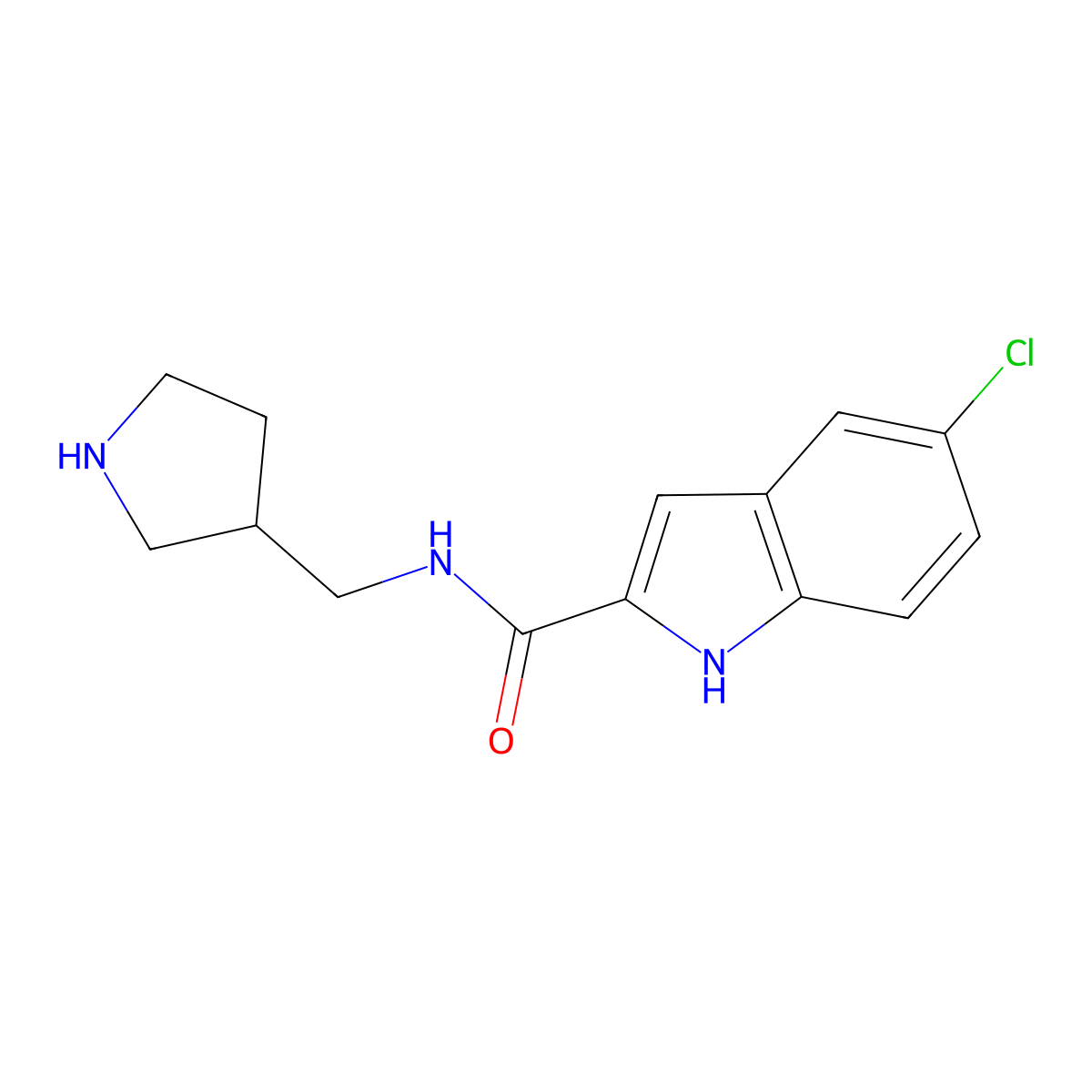 5-Chloro-N-(pyrrolidin-3-ylmethyl)-1H-indole-2-carboxamide molecular structure, CAS 2436275-66-8