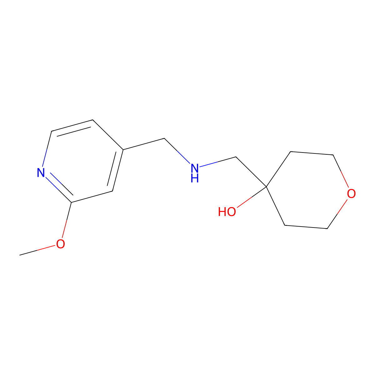 4-({[(2-Methoxypyridin-4-yl)methyl]amino}methyl)oxan-4-ol molecular structure, CAS 2436295-93-9