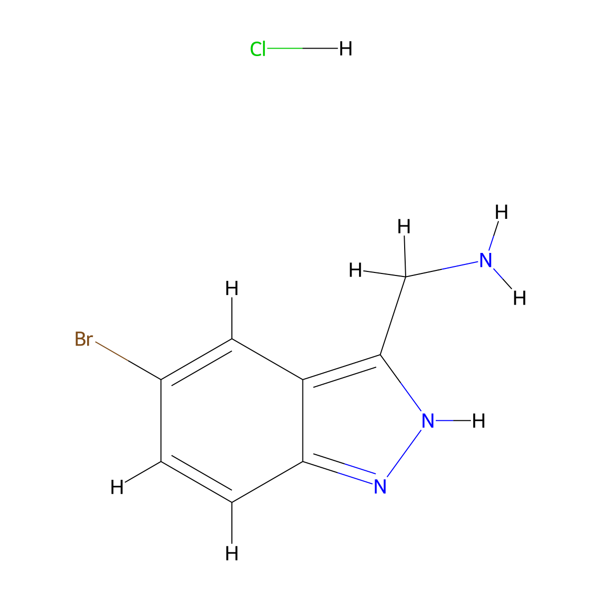 (5-Bromo-1H-indazol-3-yl)methanamine hydrochloride molecular structure, CAS 2436296-64-7