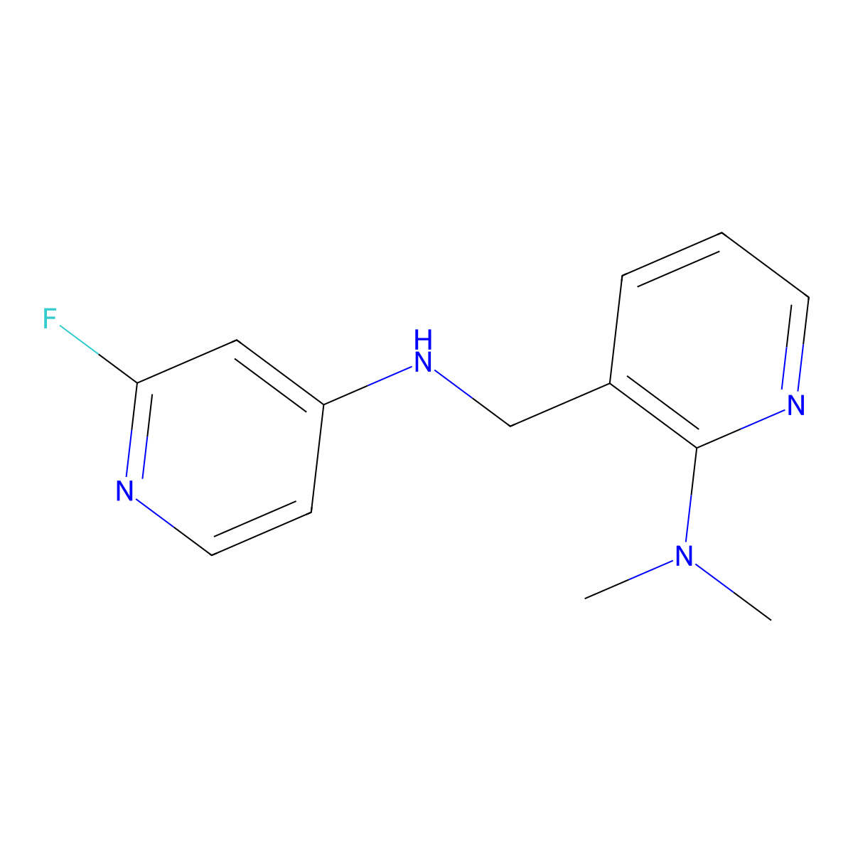 3-{[(2-fluoropyridin-4-yl)amino]methyl}-N,N-dimethylpyridin-2-amine molecular structure, CAS 2436296-85-2