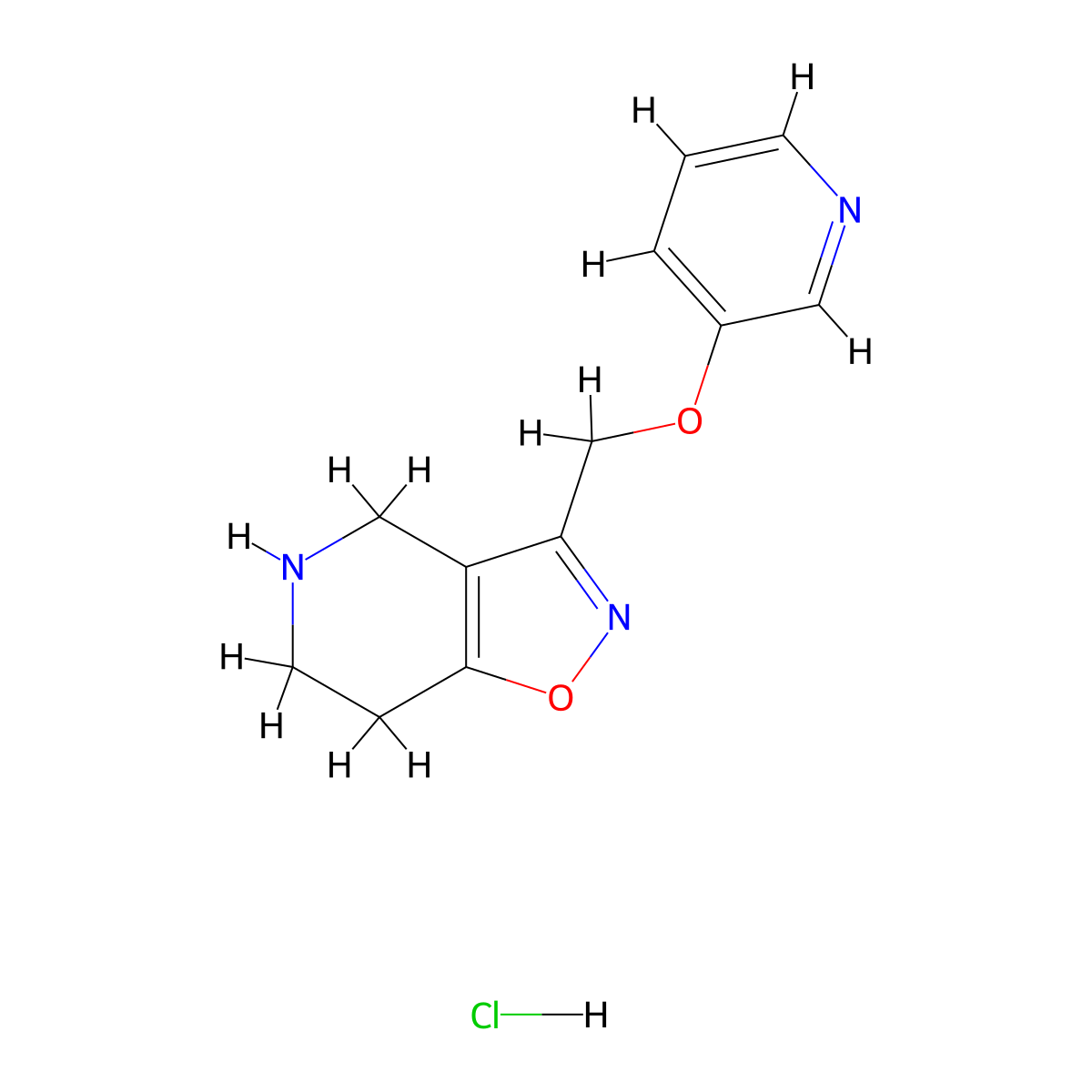 3-((Pyridin-3-yloxy)methyl)-4,5,6,7-tetrahydroisoxazolo[4,5-C]pyridine hydrochloride molecular structure, CAS 2436316-63-9