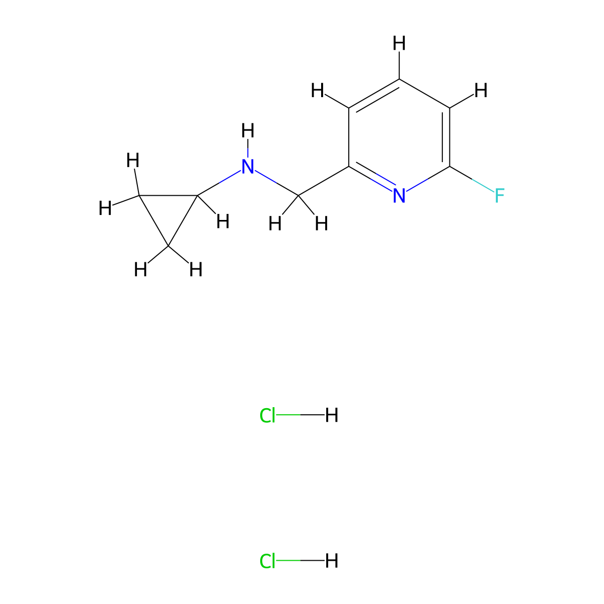 N-((6-Fluoropyridin-2-YL)methyl)cyclopropanamine dihydrochloride molecular structure, CAS 2436316-69-5
