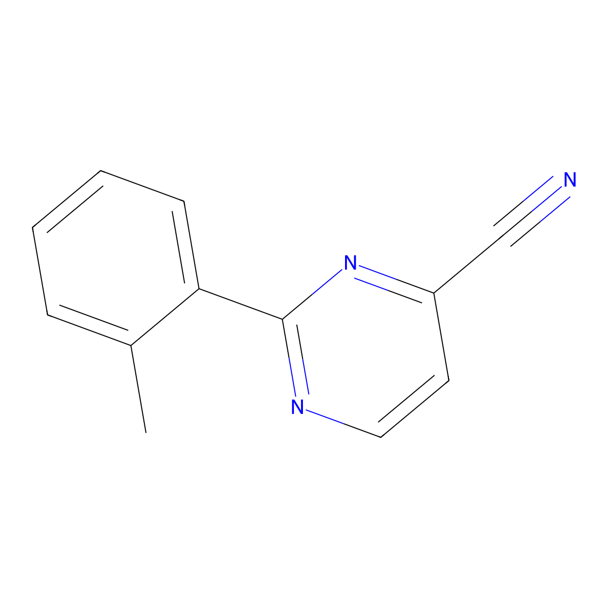 2-(2-Methylphenyl)pyrimidine-4-carbonitrile molecular structure, CAS 2436318-19-1