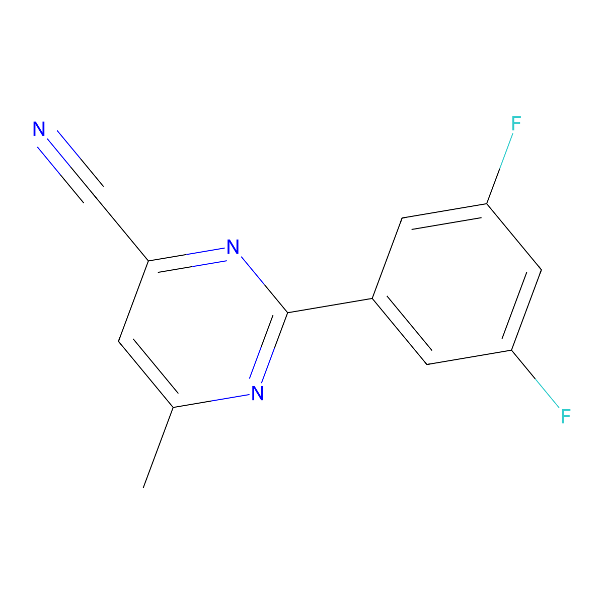 2-(3,5-Difluorophenyl)-6-methylpyrimidine-4-carbonitrile molecular structure, CAS 2436318-24-8