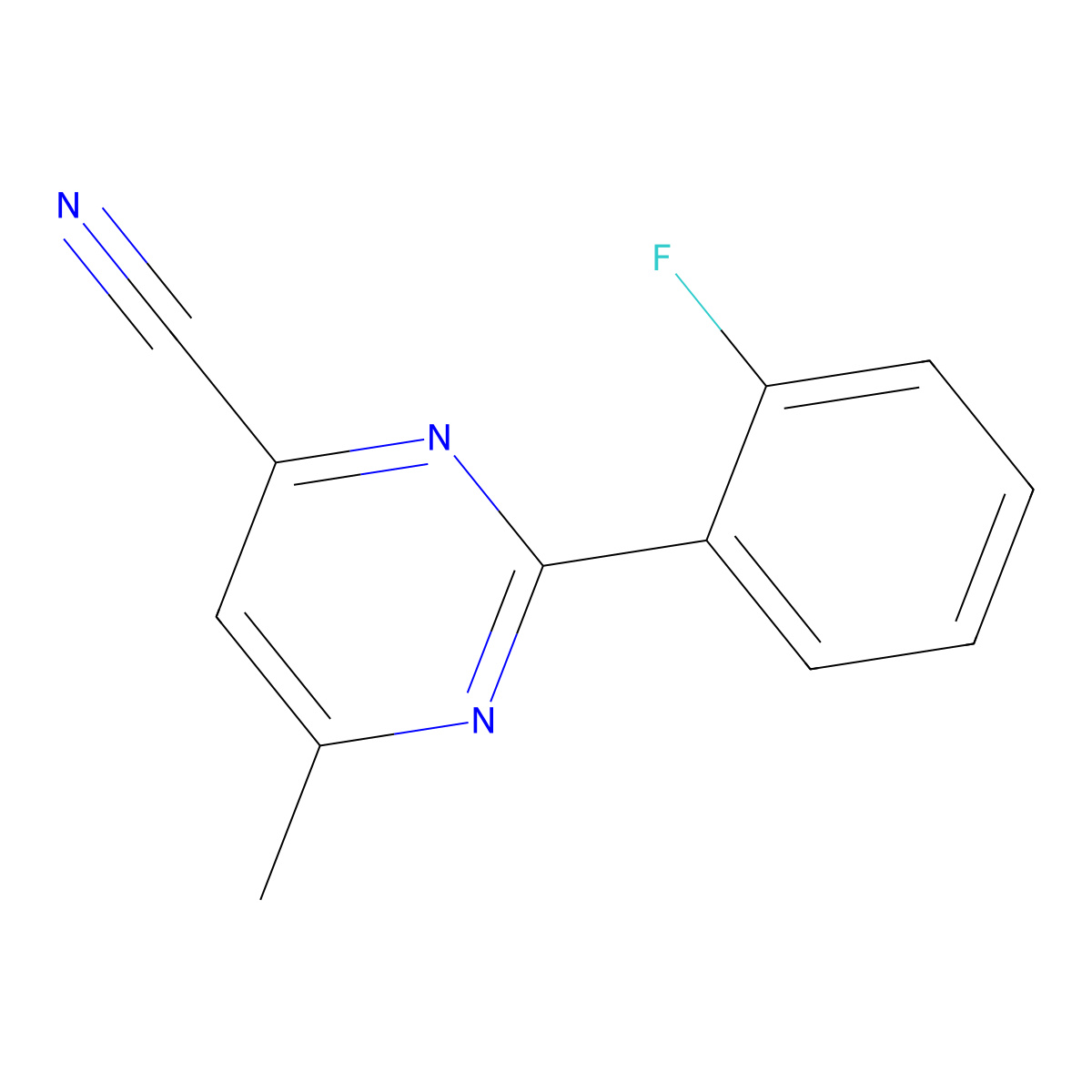 2-(2-Fluorophenyl)-6-methylpyrimidine-4-carbonitrile molecular structure, CAS 2436318-26-0