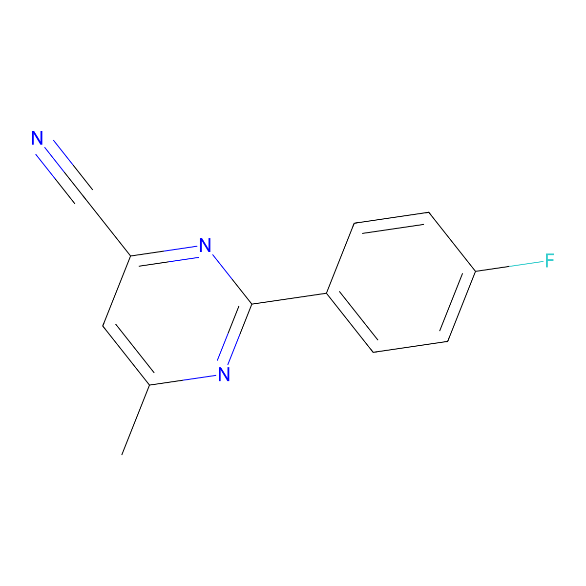 2-(4-Fluorophenyl)-6-methylpyrimidine-4-carbonitrile molecular structure, CAS 2436318-27-1