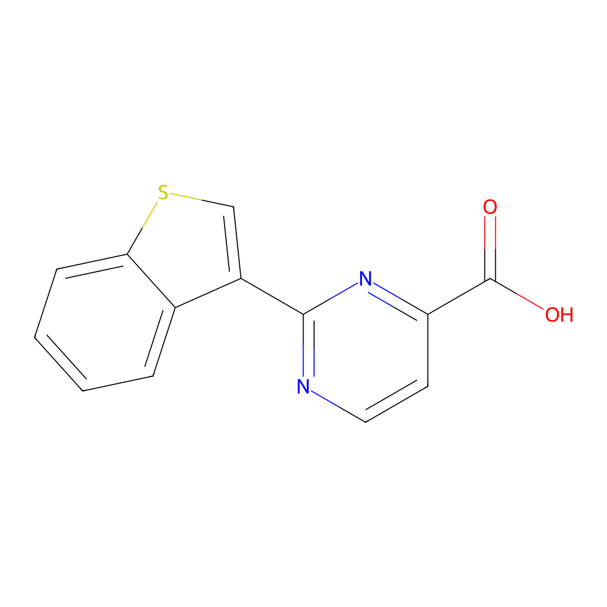 2-(1-Benzothiophen-3-yl)pyrimidine-4-carboxylic acid molecular structure, CAS 2436338-42-8