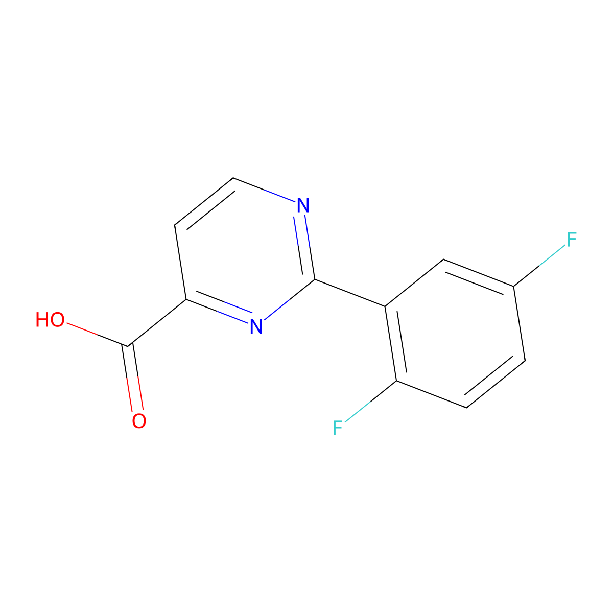 2-(2,5-Difluorophenyl)pyrimidine-4-carboxylic acid molecular structure, CAS 2436338-46-2