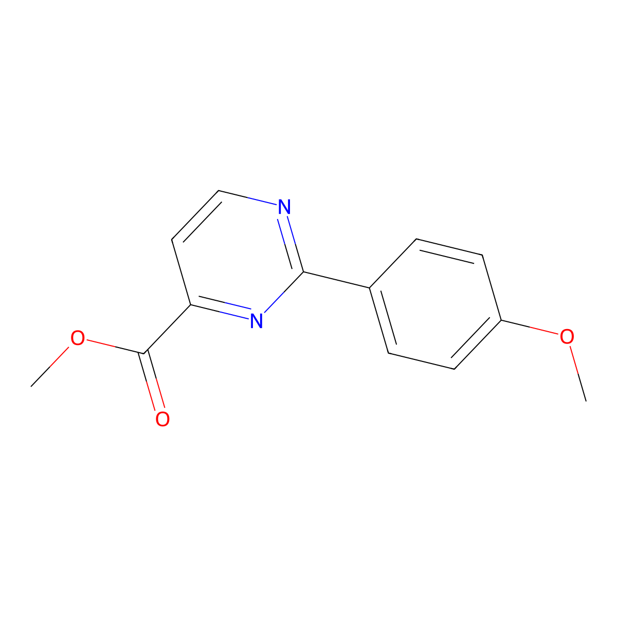 Methyl 2-(4-methoxyphenyl)pyrimidine-4-carboxylate molecular structure, CAS 2436338-65-5