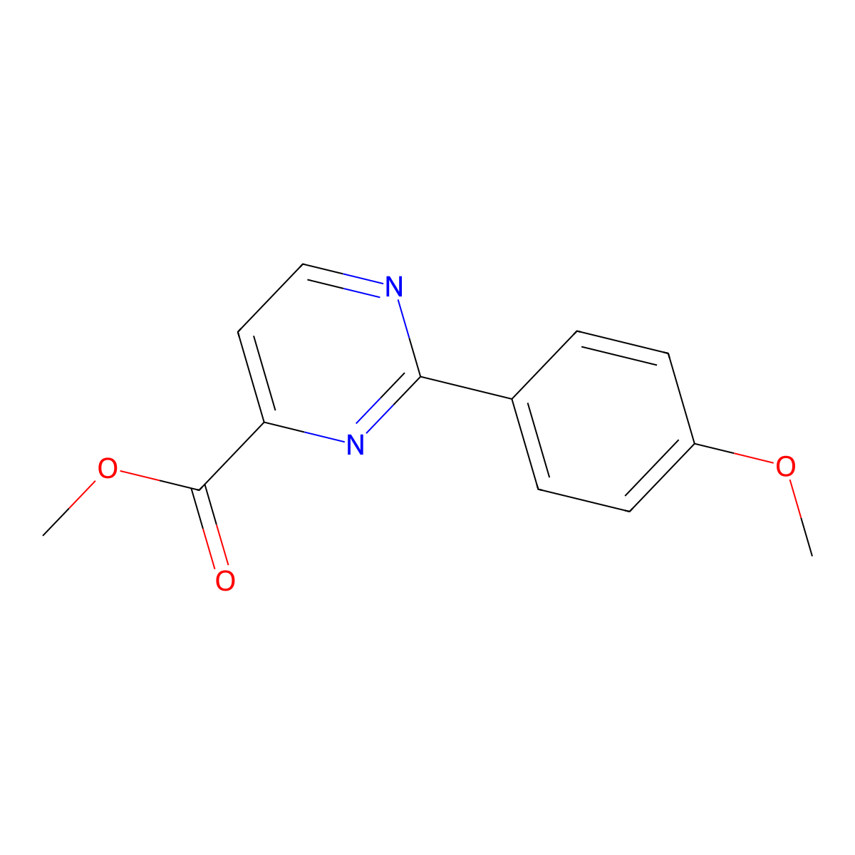 Methyl 2-(4-methoxyphenyl)pyrimidine-4-carboxylate molecular structure, CAS 2436338-65-5