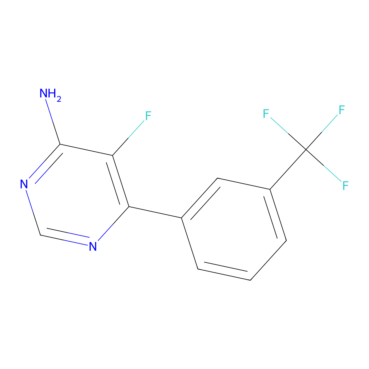 5-Fluoro-6-[3-(trifluoromethyl)phenyl]pyrimidin-4-amine molecular structure, CAS 2436358-76-6
