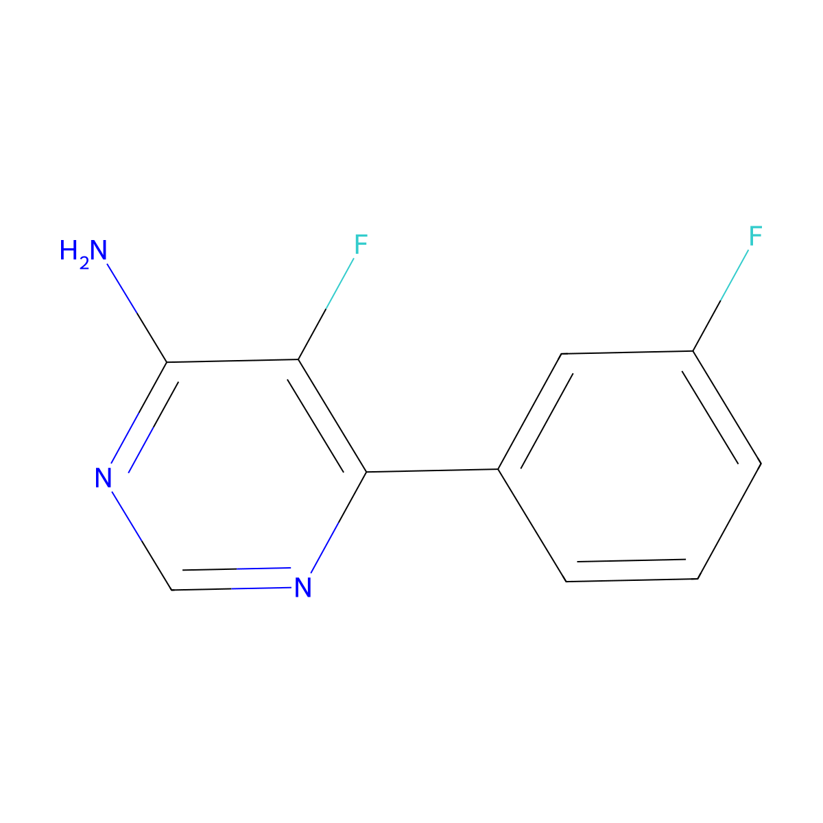 5-Fluoro-6-(3-fluorophenyl)pyrimidin-4-amine molecular structure, CAS 2436359-11-2