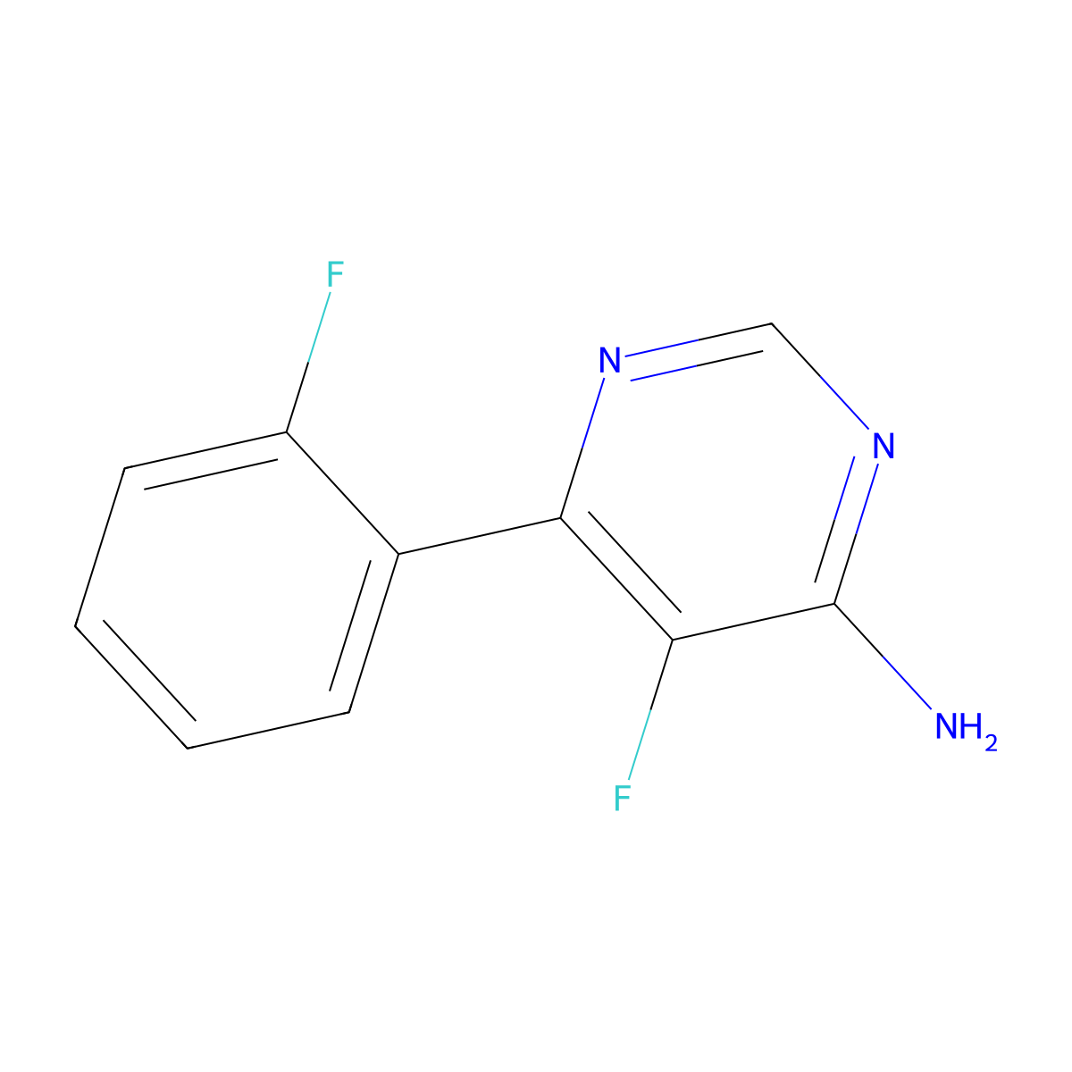 5-Fluoro-6-(2-fluorophenyl)pyrimidin-4-amine molecular structure, CAS 2436359-22-5